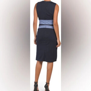 Alexia Admor Dress Womens Size L Blue Sleeveless Pencil Back Zip career